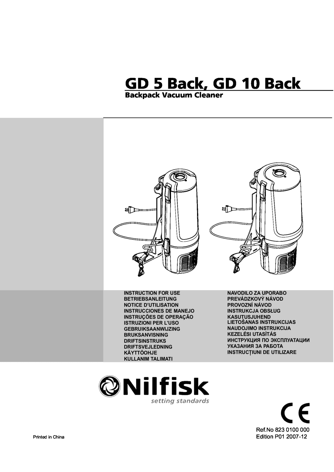 Nilfisk-ALTO manual GD 5 Back, GD 10 Back, Backpack Vacuum Cleaner 