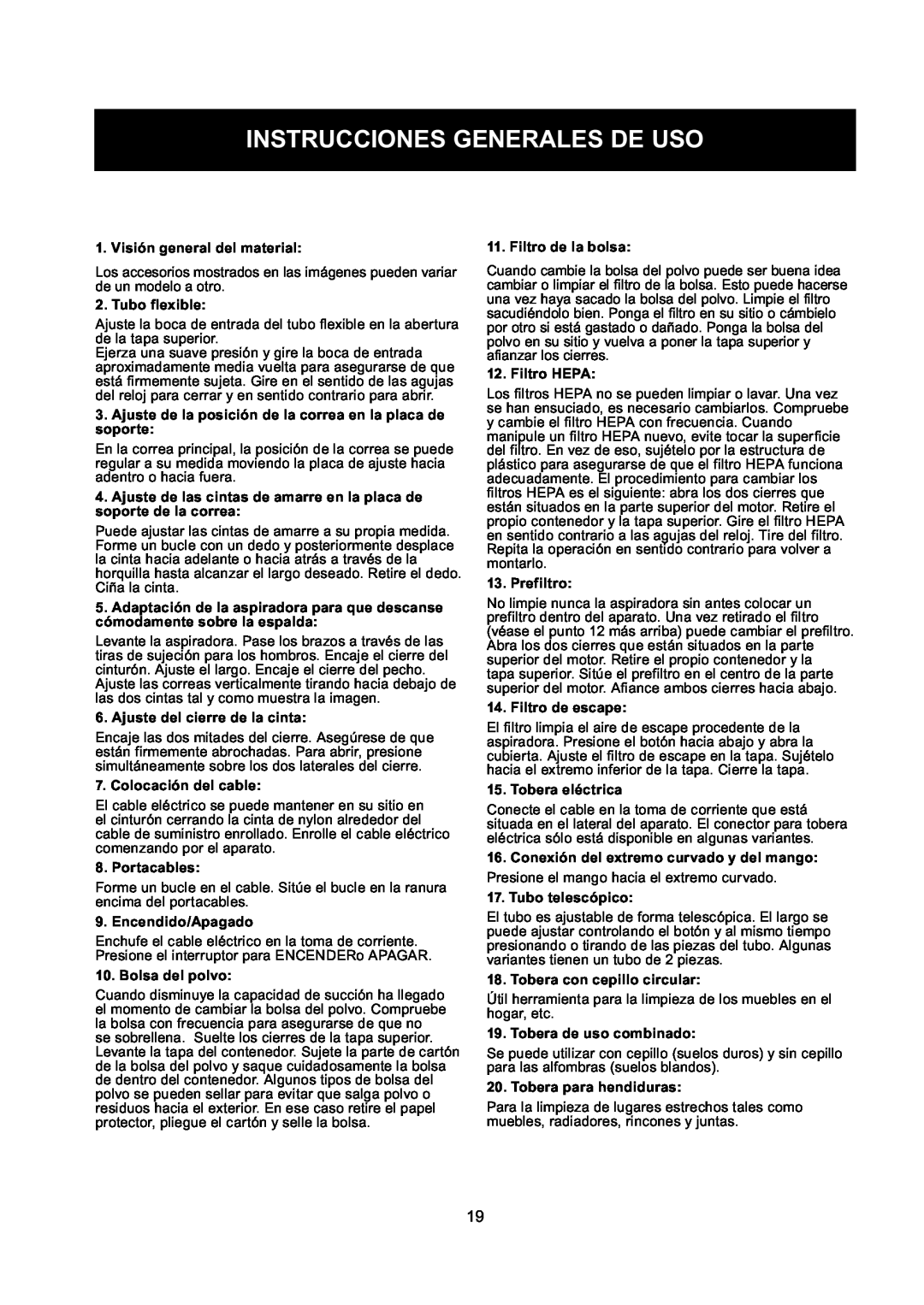 Nilfisk-ALTO GD 5 Back, GD 10 Back manual Instrucciones Generales De Uso 