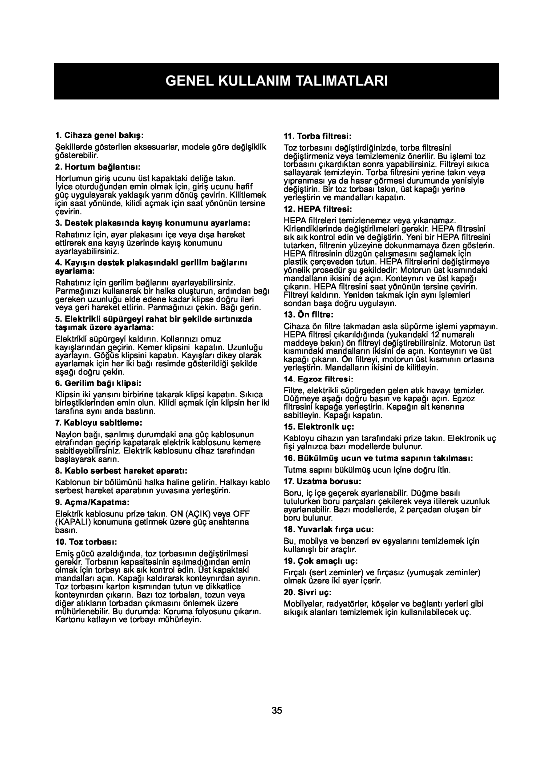 Nilfisk-ALTO GD 5 Back, GD 10 Back manual Genel Kullanim Talimatlari 