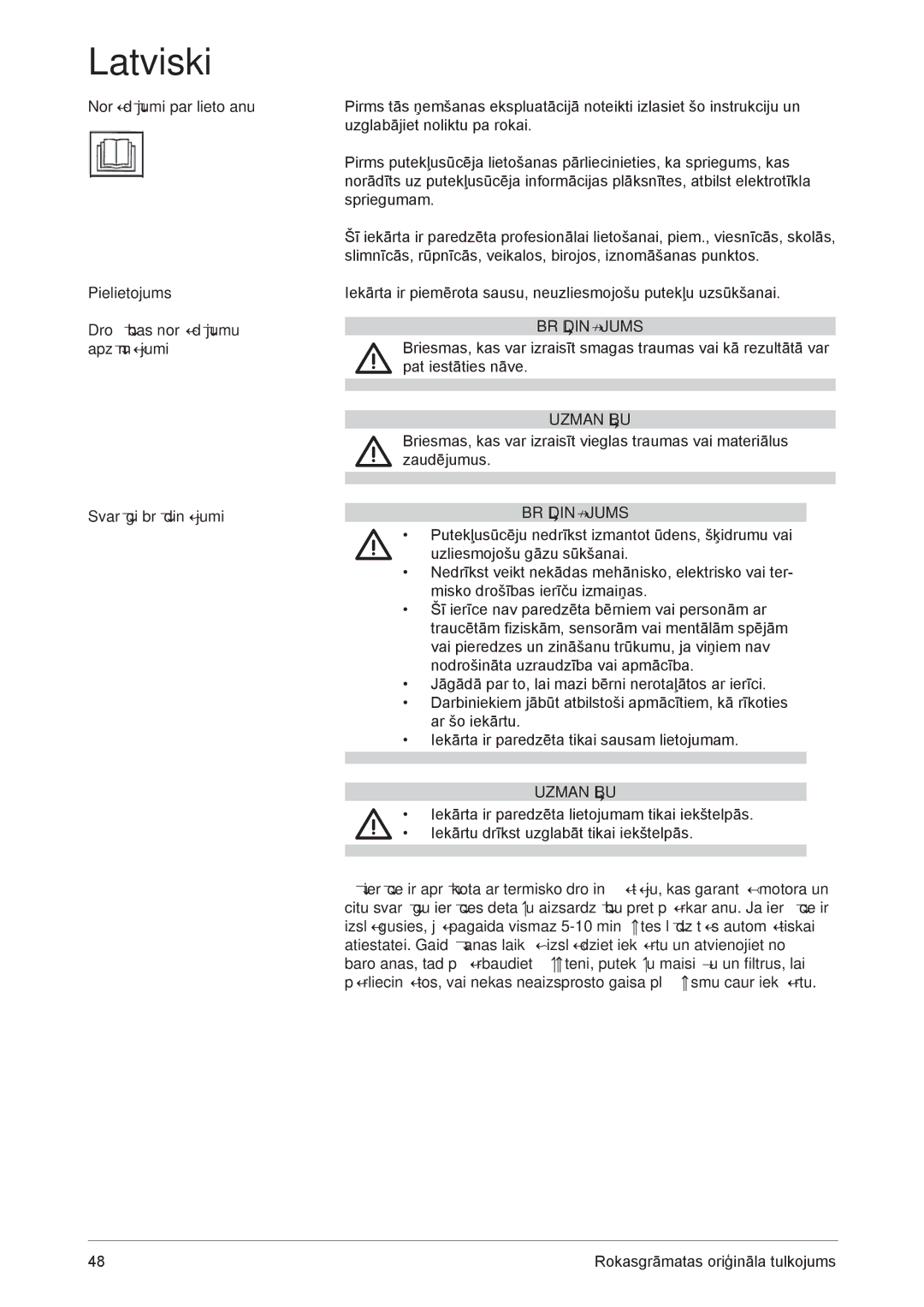 Nilfisk-ALTO GD 910 operating instructions Latviski 