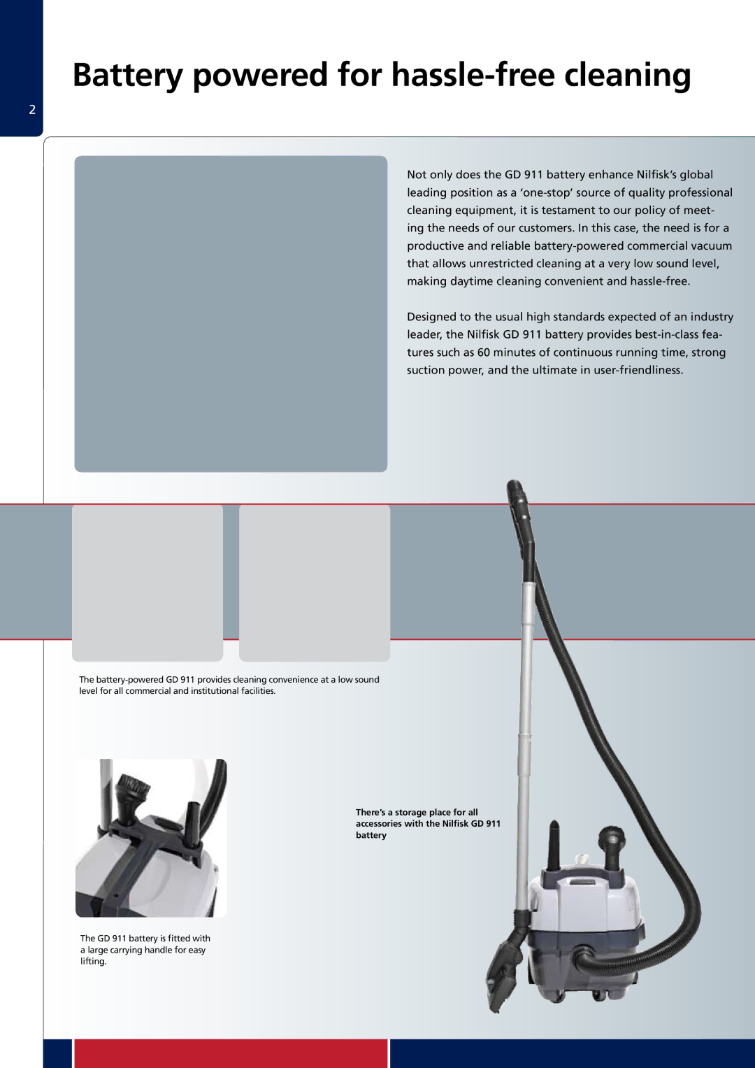 Nilfisk-ALTO GD 911 Battery technical specifications Battery powered for hassle-free cleaning 