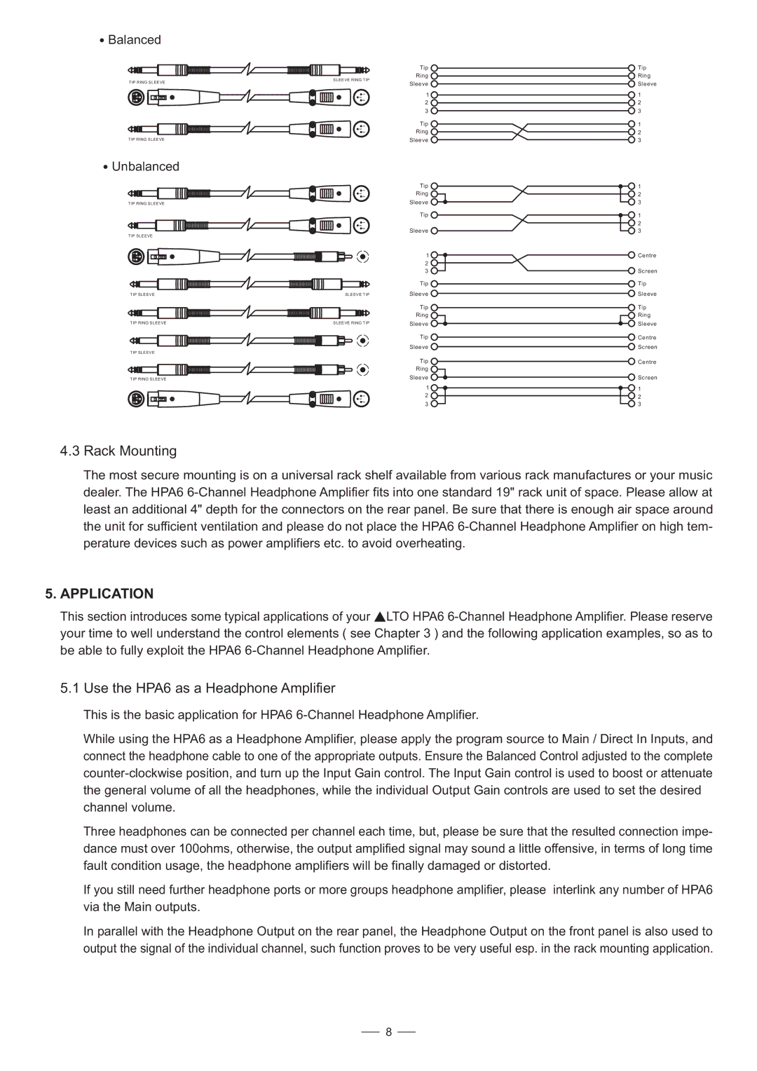 Nilfisk-ALTO user manual Application, Use the HPA6 as a Headphone Amplifier 