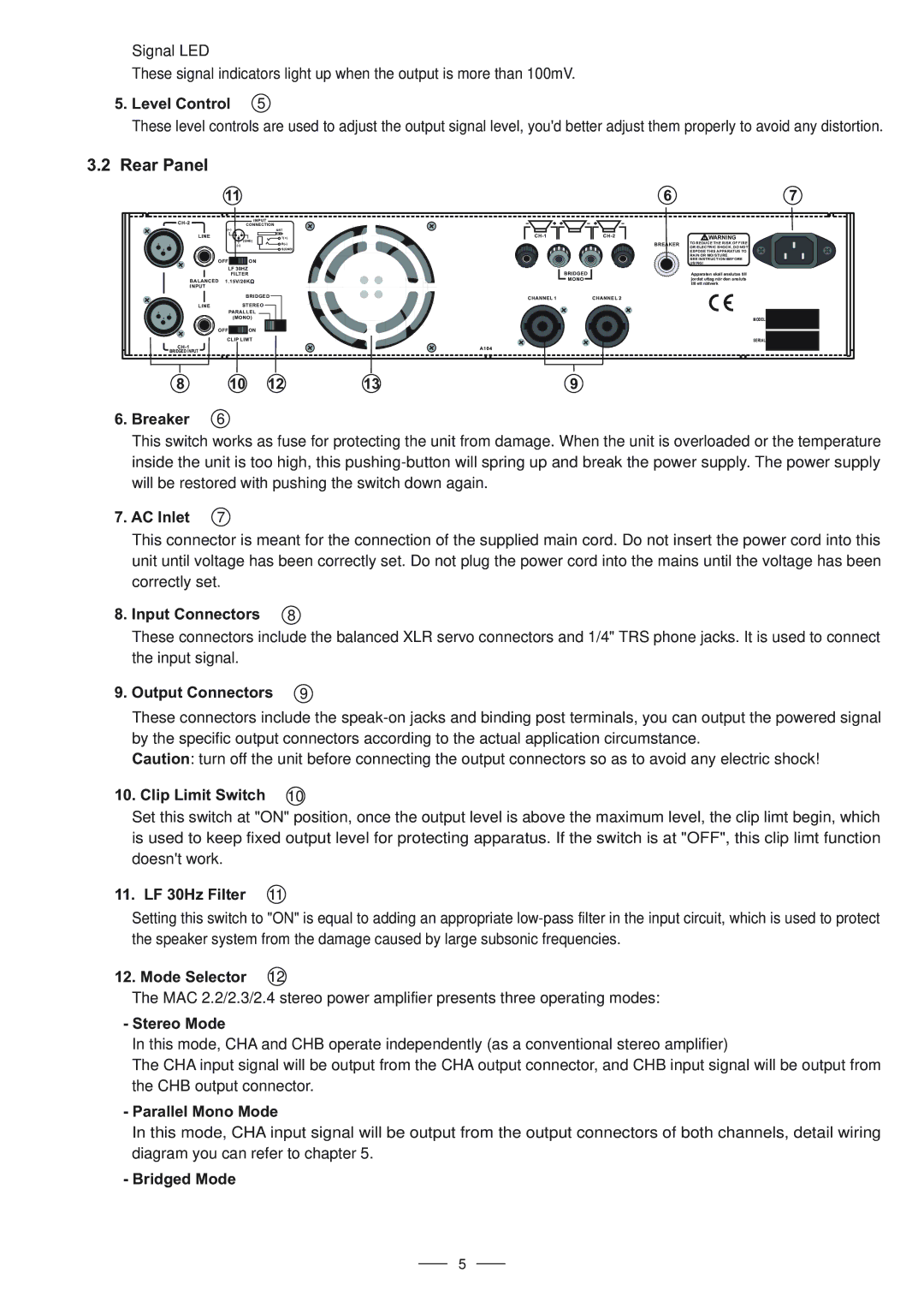 Nilfisk-ALTO MAC 2.2, MAC 2.3, MAC 2.4 user manual Rear Panel 