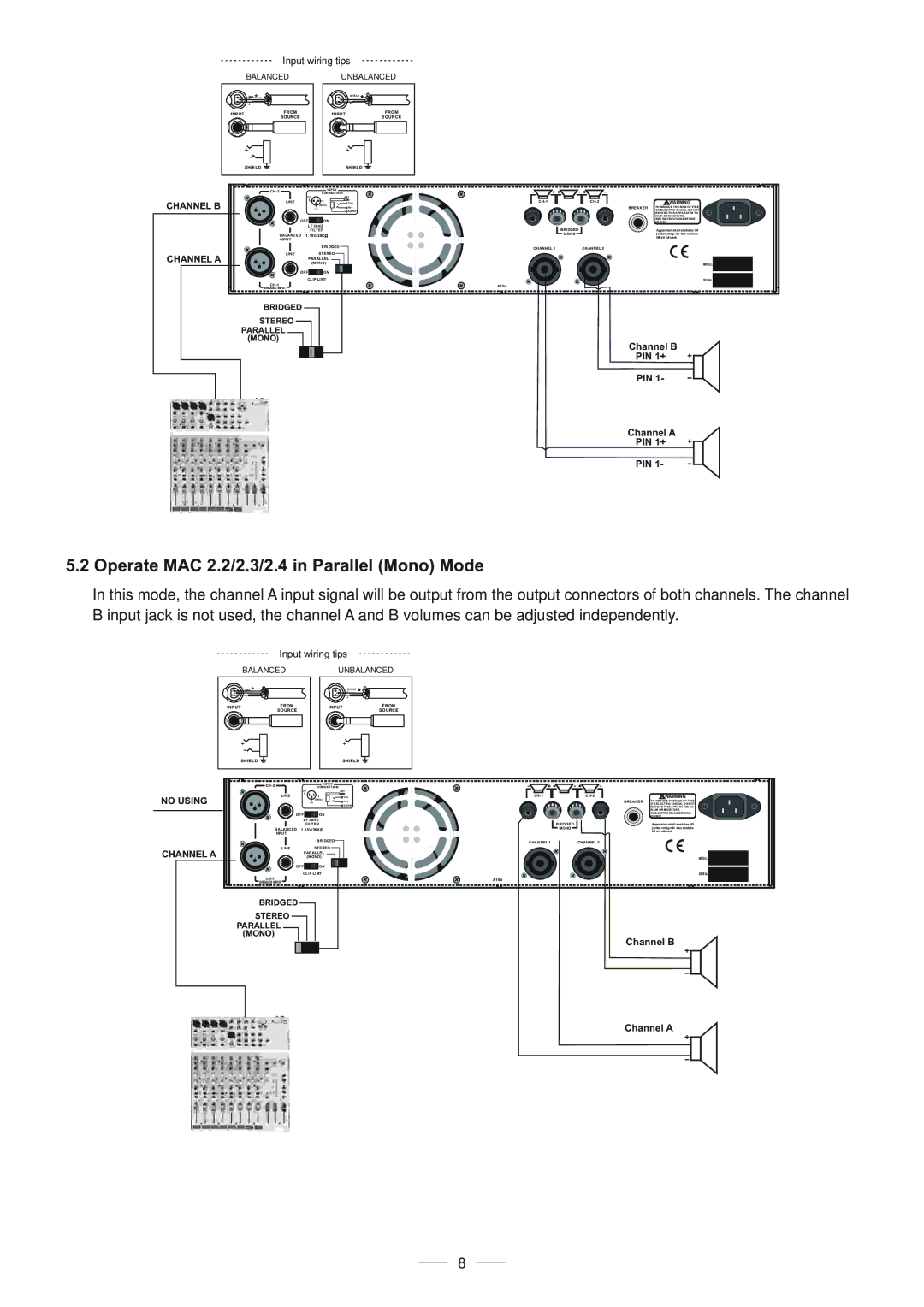 Nilfisk-ALTO MAC 2.2, MAC 2.3, MAC 2.4 user manual Operate MAC 2.2/2.3/2.4 in Parallel Mono Mode, Channel B Channel a 