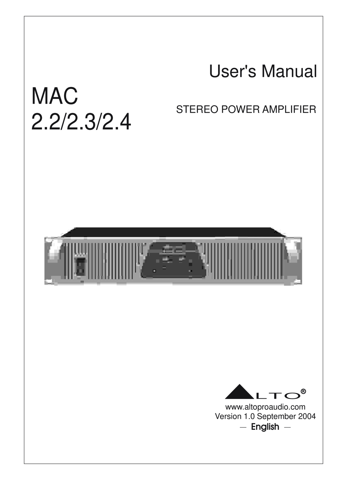 Nilfisk-ALTO MAC 2.2, MAC 2.3, MAC 2.4 user manual MAC 2.2/2.3/2.4, Stereo Power Amplifier, English 