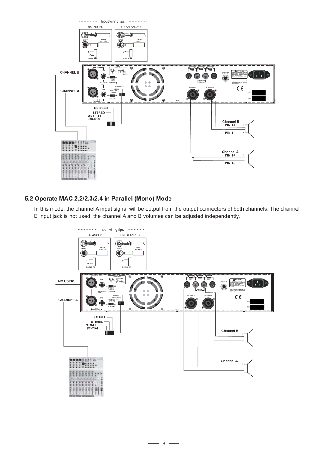 Nilfisk-ALTO MAC 2.3, MAC 2.4 user manual Operate MAC 2.2/2.3/2.4 in Parallel Mono Mode, Channel B Channel a 