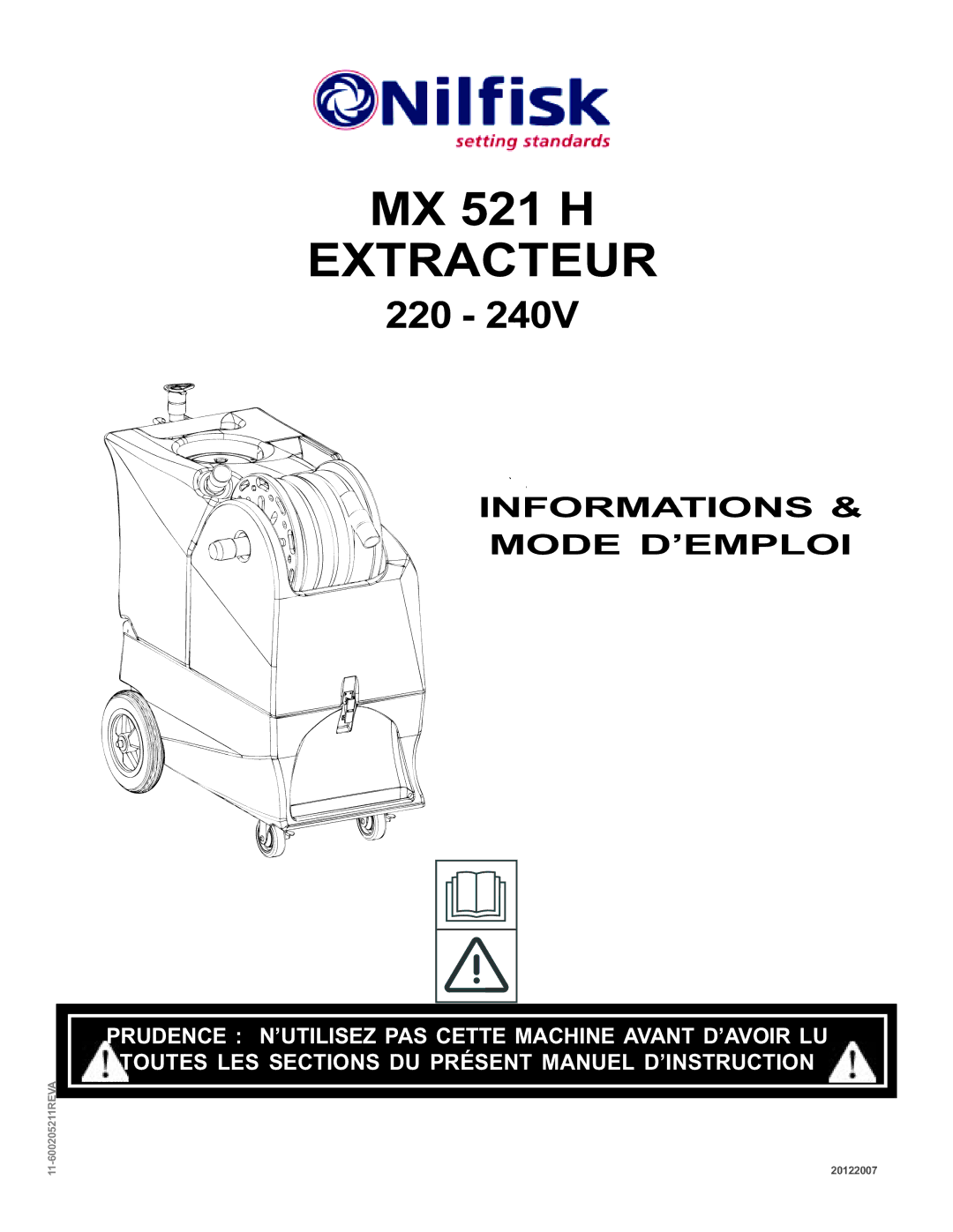 Nilfisk-ALTO MX 521 H manual Extracteur 