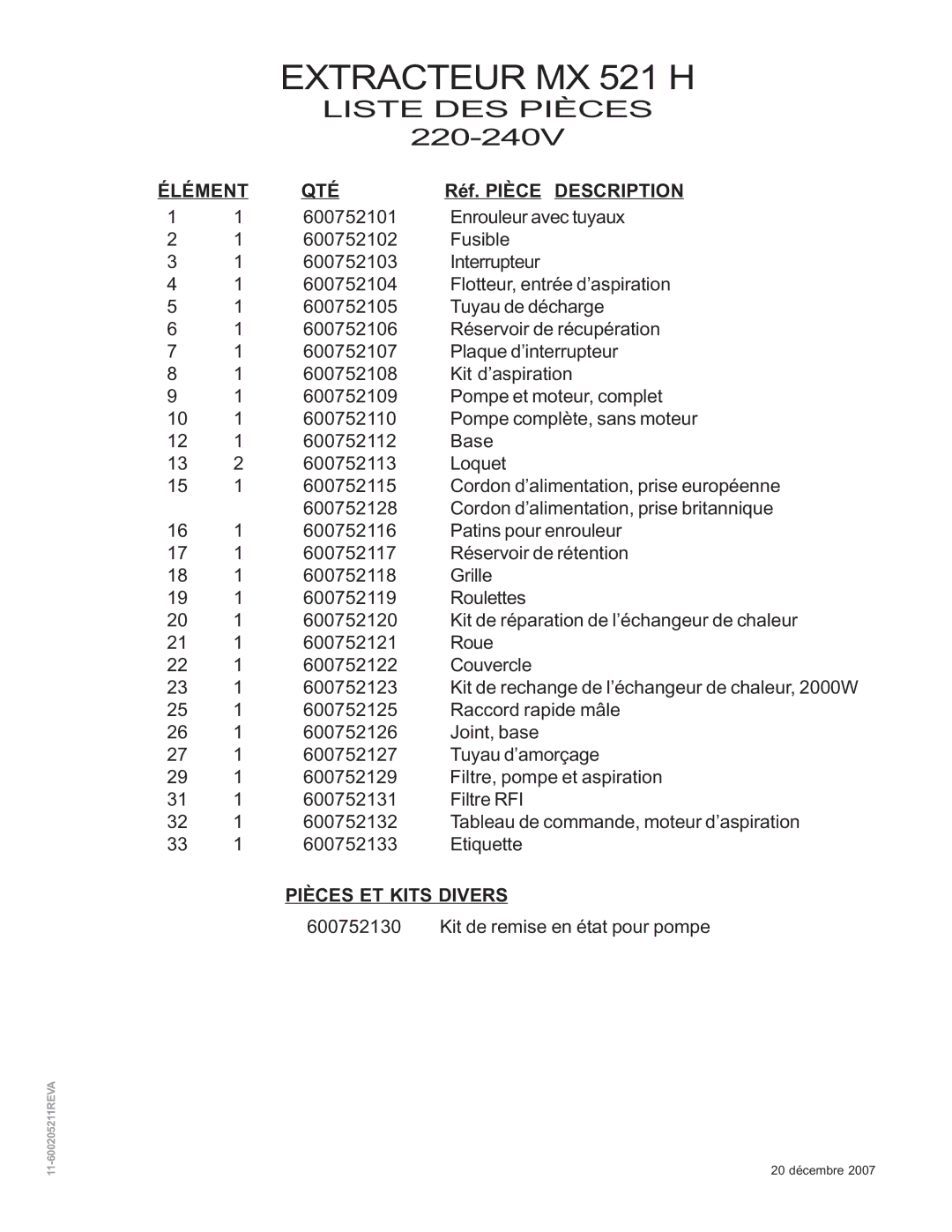 Nilfisk-ALTO manual Extracteur MX 521 H 