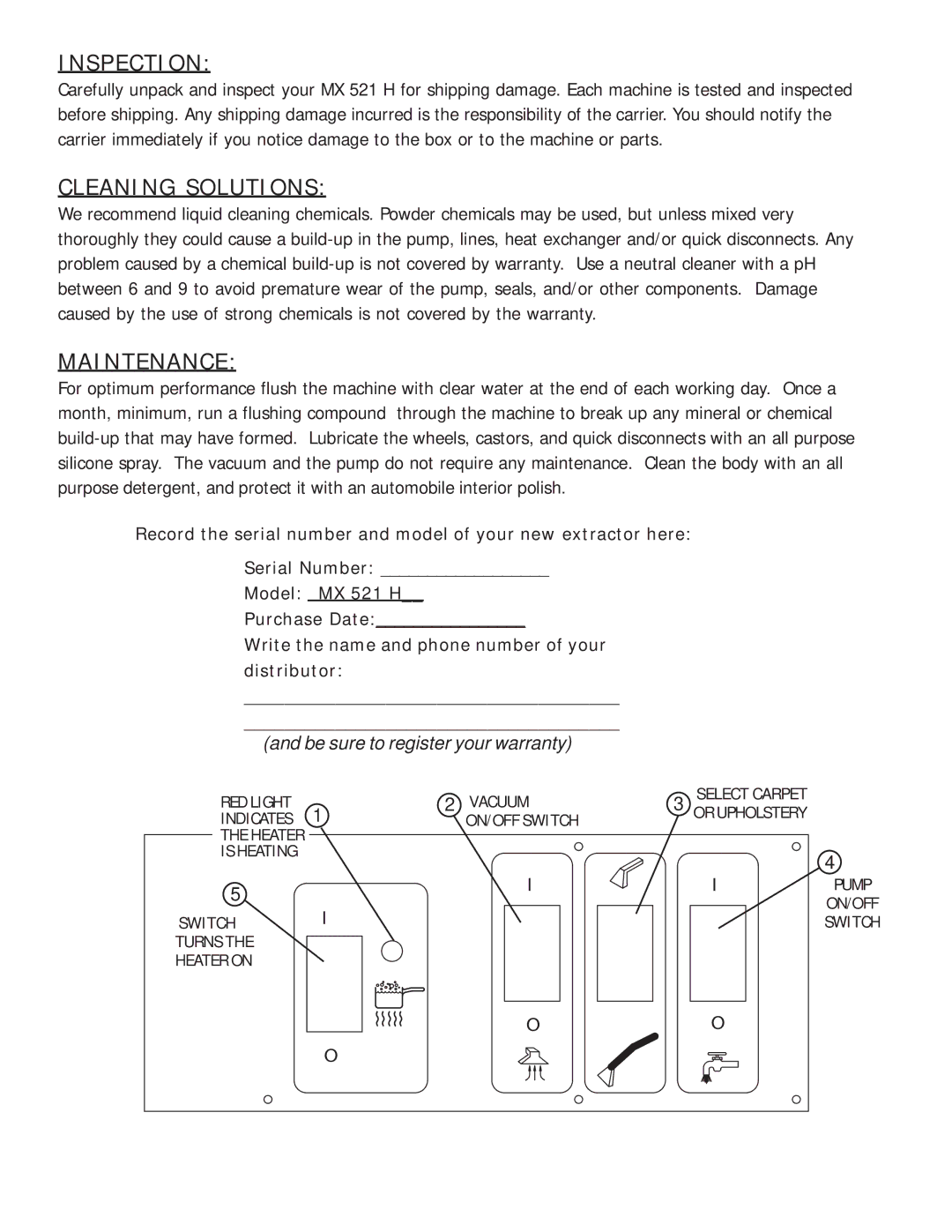 Nilfisk-ALTO MX 521 H manual Inspection 