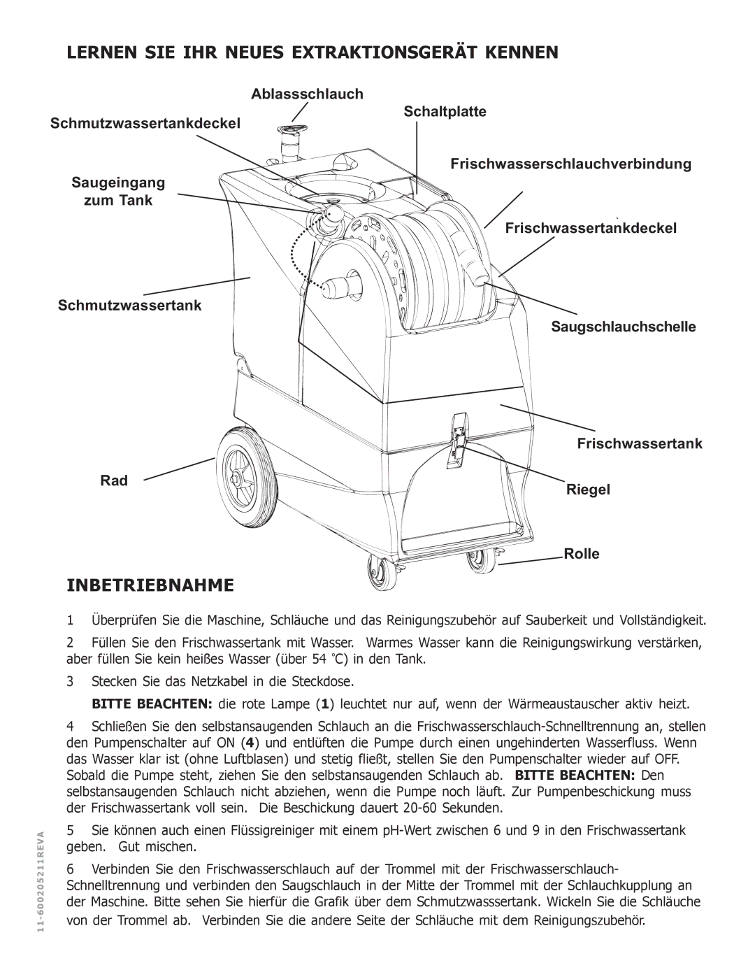 Nilfisk-ALTO MX 521 H manual Lernen SIE IHR Neues Extraktionsgerät Kennen, Inbetriebnahme 