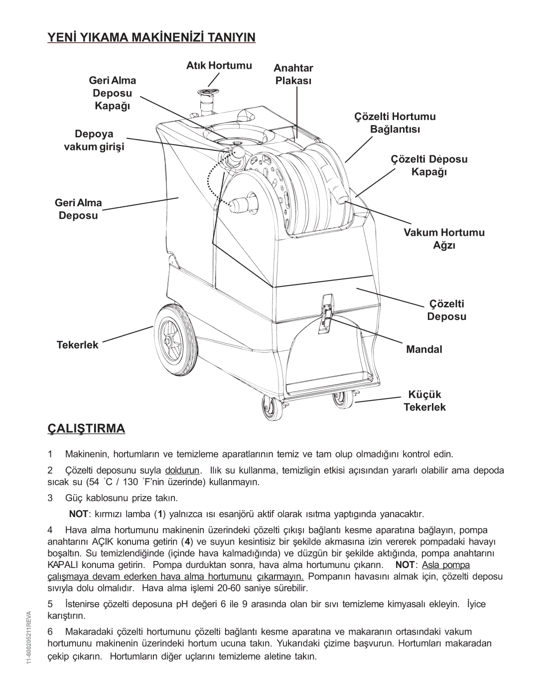 Nilfisk-ALTO MX 521 H manual Yený Yikama Makýnenýzý Taniyin 