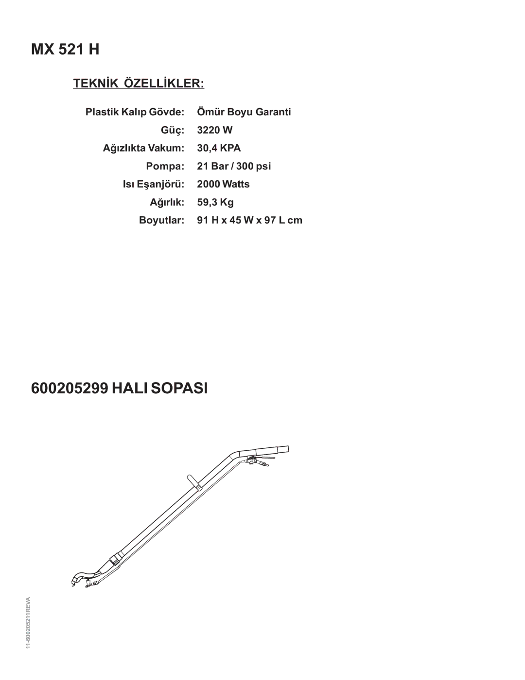 Nilfisk-ALTO MX 521 H manual Hali Sopasi 