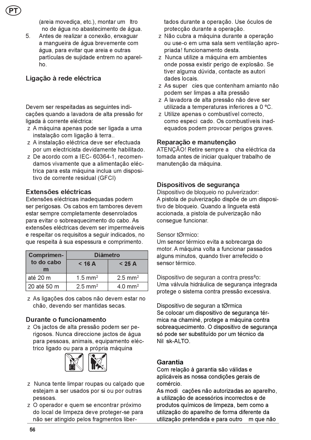 Nilfisk-ALTO NEPTUNE 2 Ligação à rede eléctrica, Extensões eléctricas, Durante o funcionamento, Reparação e manutenção 