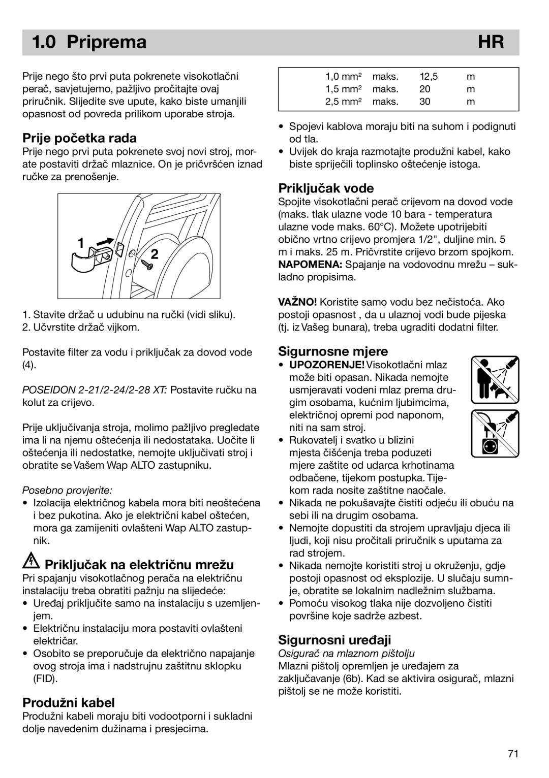 Nilfisk-ALTO 2-24 XT, POSEIDON 2-28, POSEIDON 2-24, 2-28 XT, 2-21 XT instruction manual Priprema 