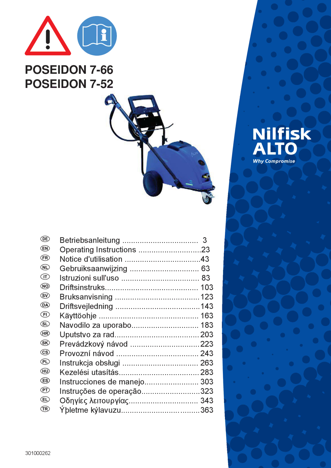 Nilfisk-ALTO POSEIDON 7-66, POSEIDON 7-52 manual Poseidon 