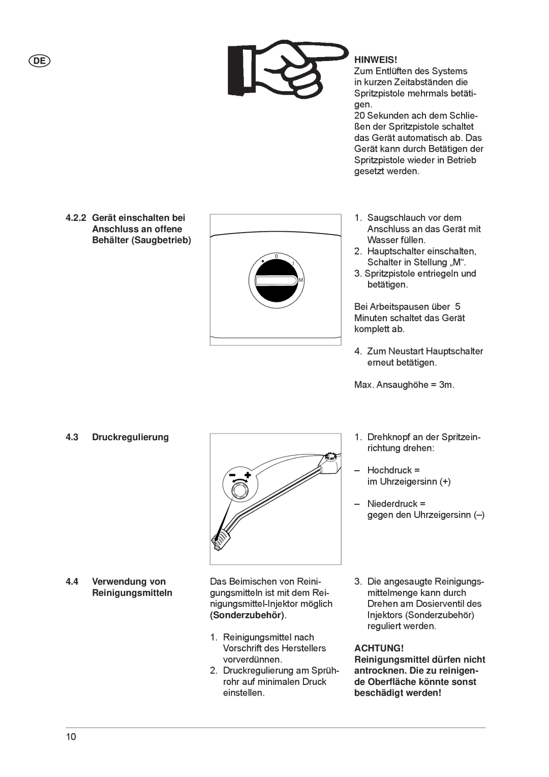 Nilfisk-ALTO POSEIDON 7-52, POSEIDON 7-66 manual Achtung 