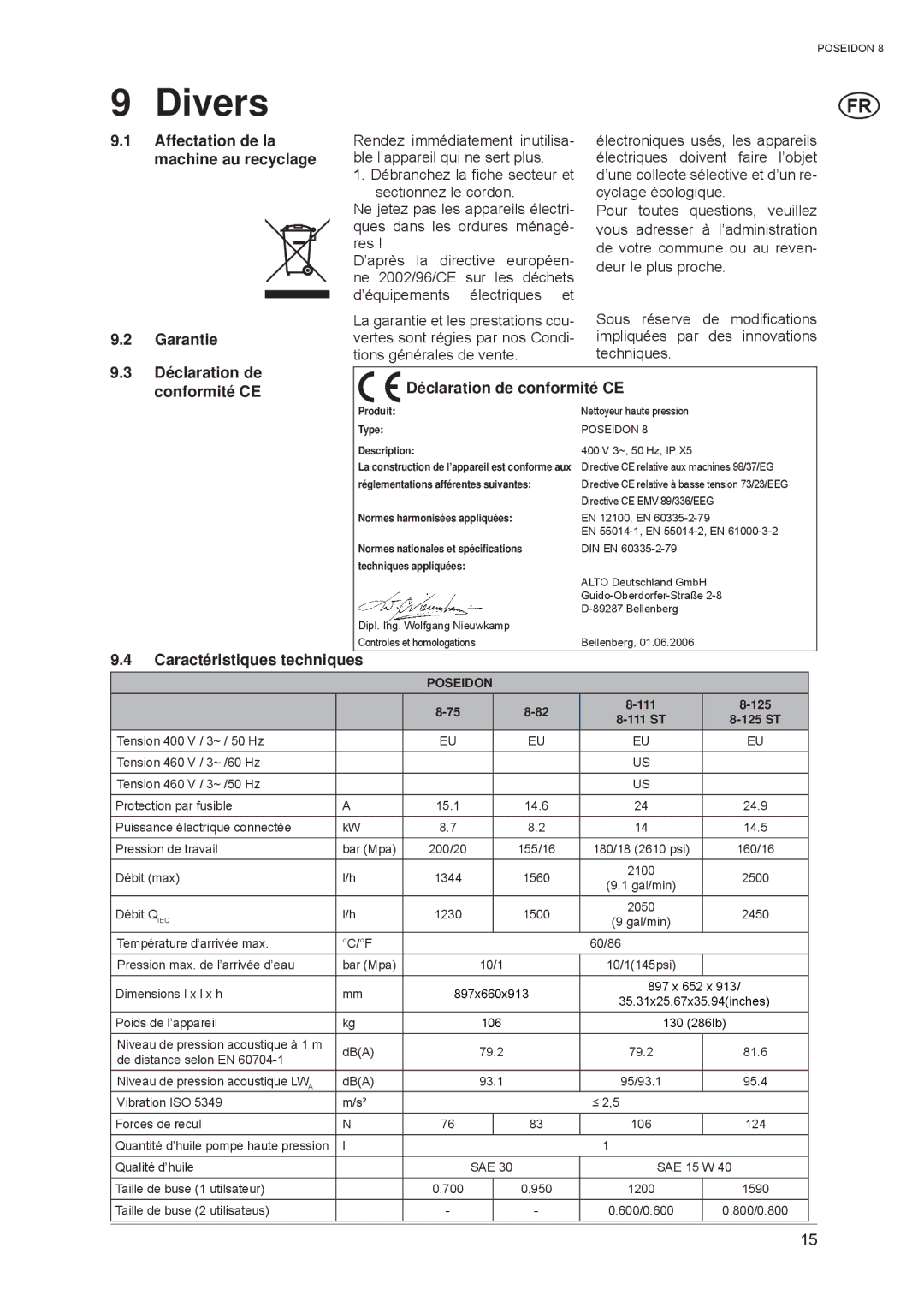 Nilfisk-ALTO POSEIDON 8 manual Divers 