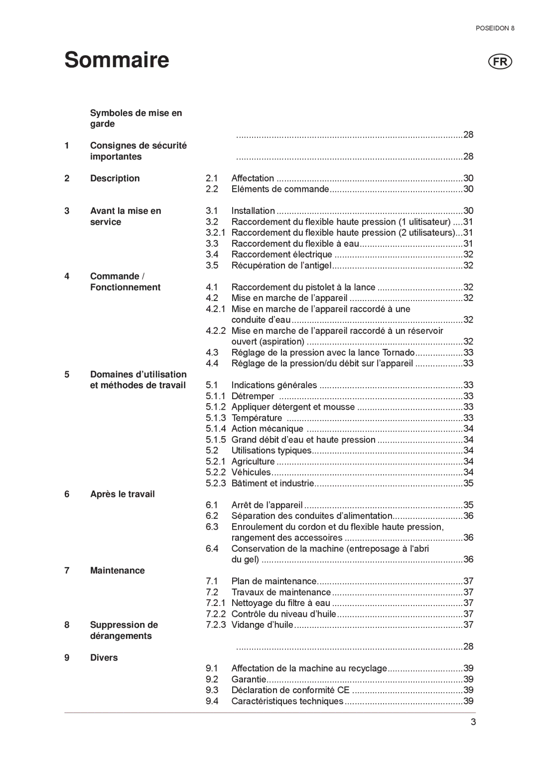 Nilfisk-ALTO POSEIDON 8 manual Sommaire 