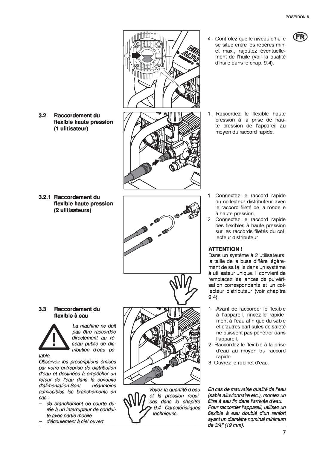 Nilfisk-ALTO POSEIDON 8 manual 3.3Raccordement du flexible à eau 