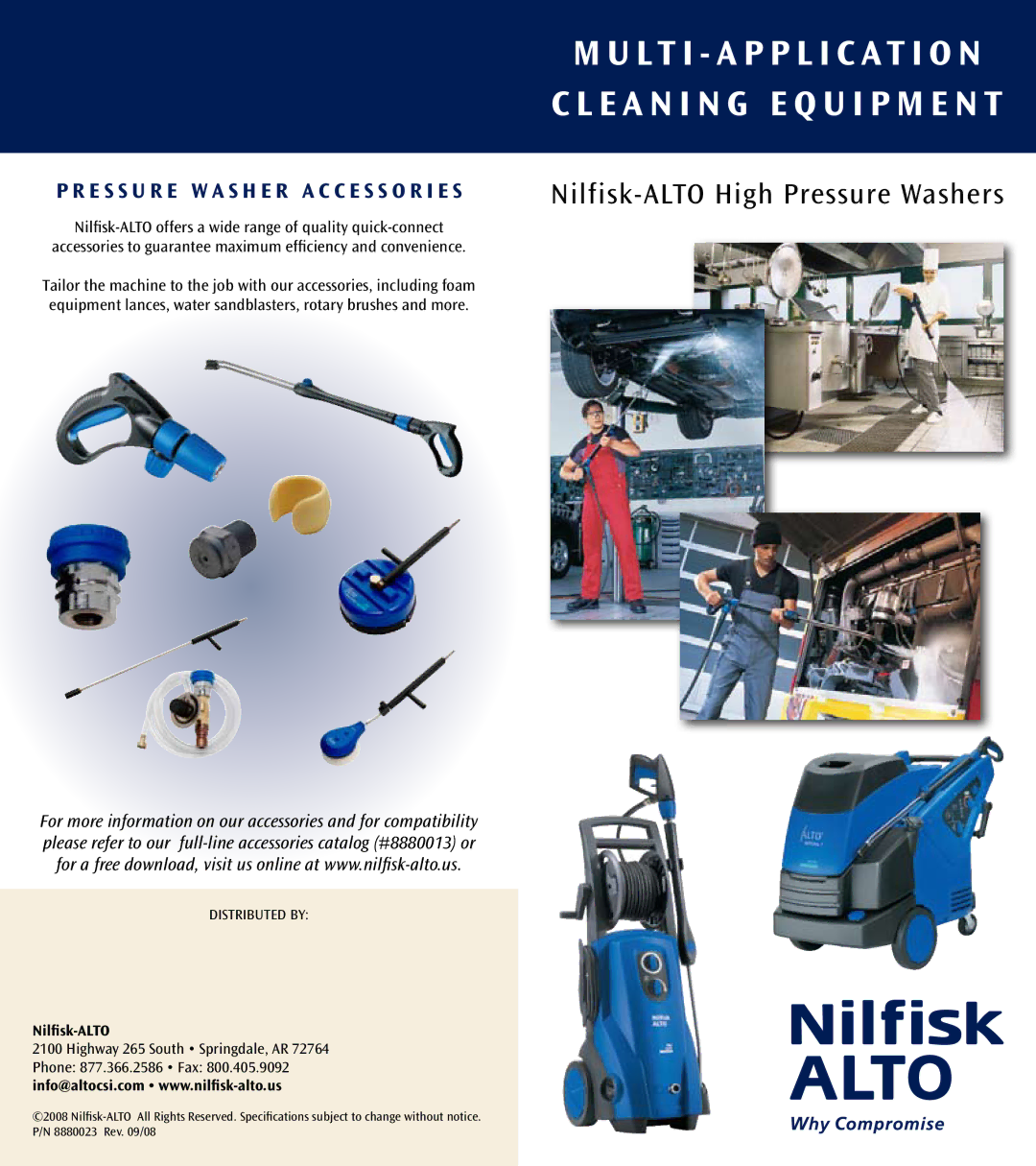 Nilfisk-ALTO manual Nilfisk-ALTO High Pressure Washers, E S S U R E W a S H E R a C C E S S O R I E S 