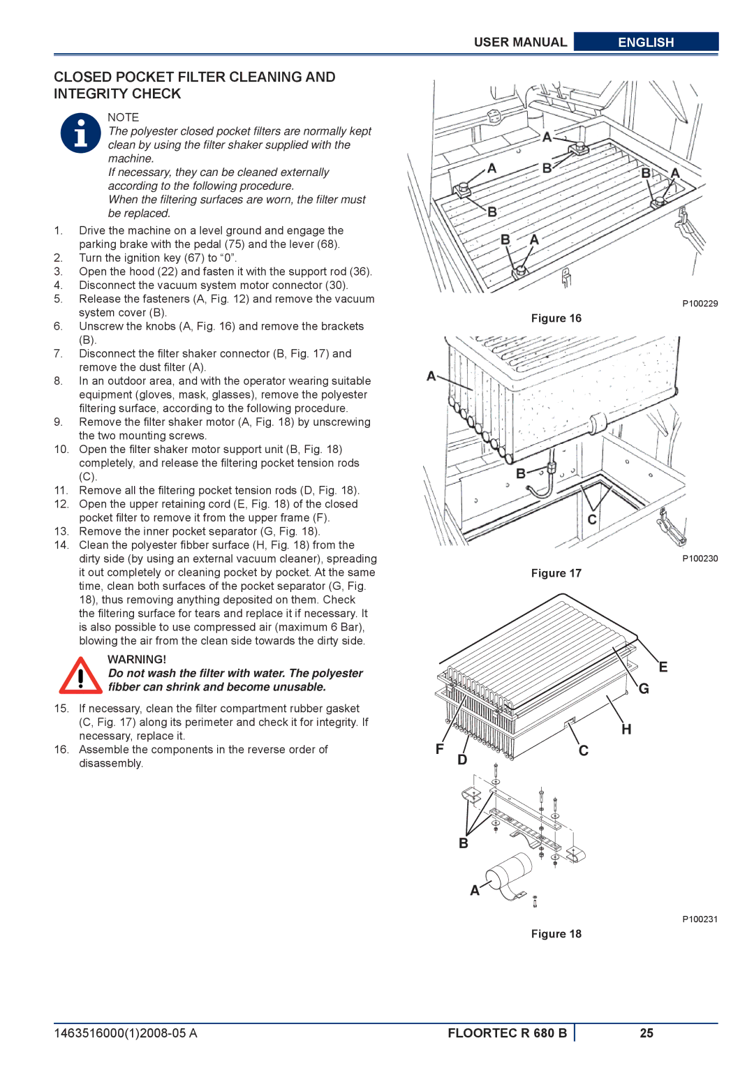 Nilfisk-ALTO R 680 B manuel dutilisation Closed Pocket Filter Cleaning and Integrity Check 