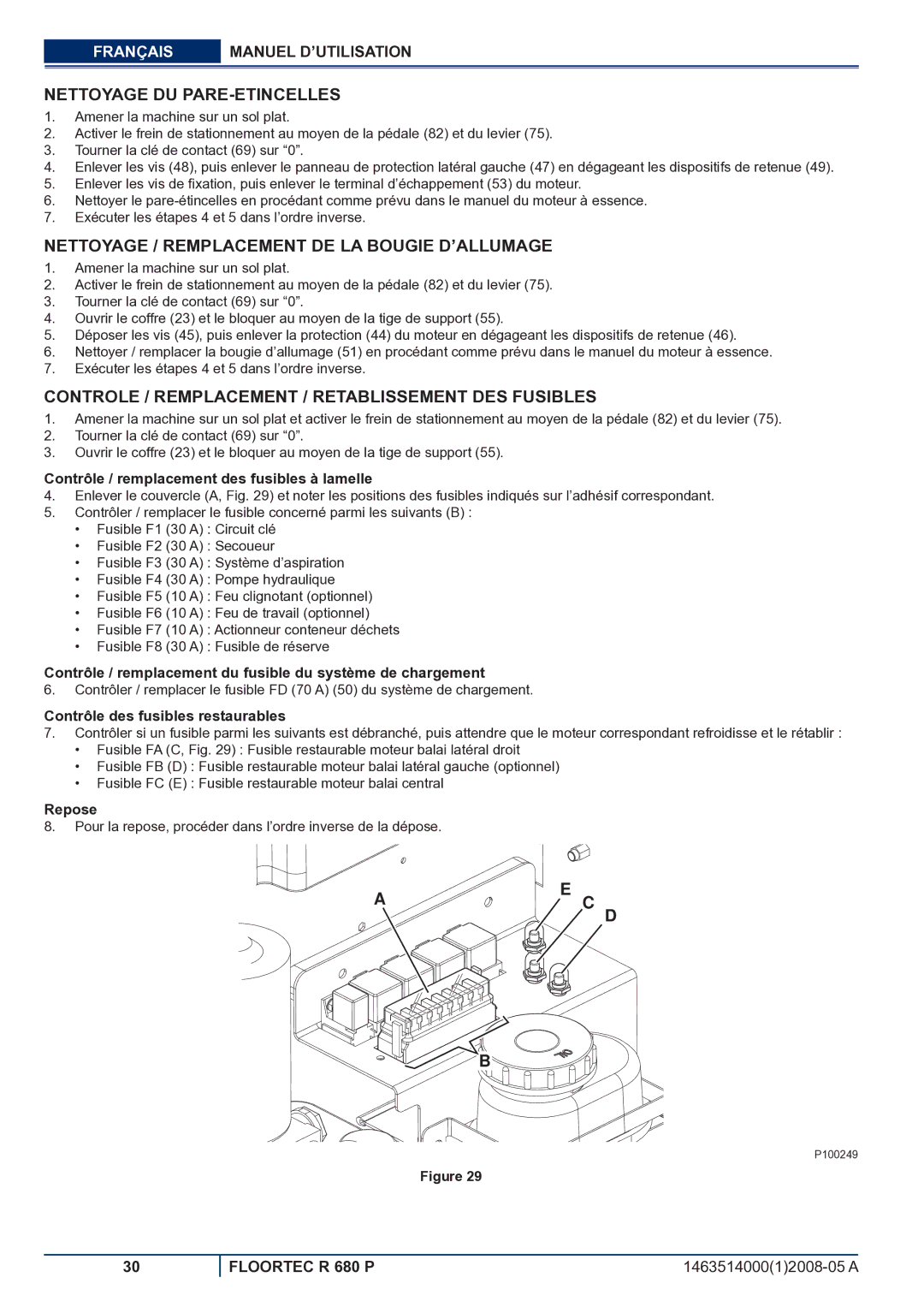 Nilfisk-ALTO R 680 P manuel dutilisation Nettoyage DU PARE-ETINCELLES, Nettoyage / Remplacement DE LA Bougie D’ALLUMAGE 