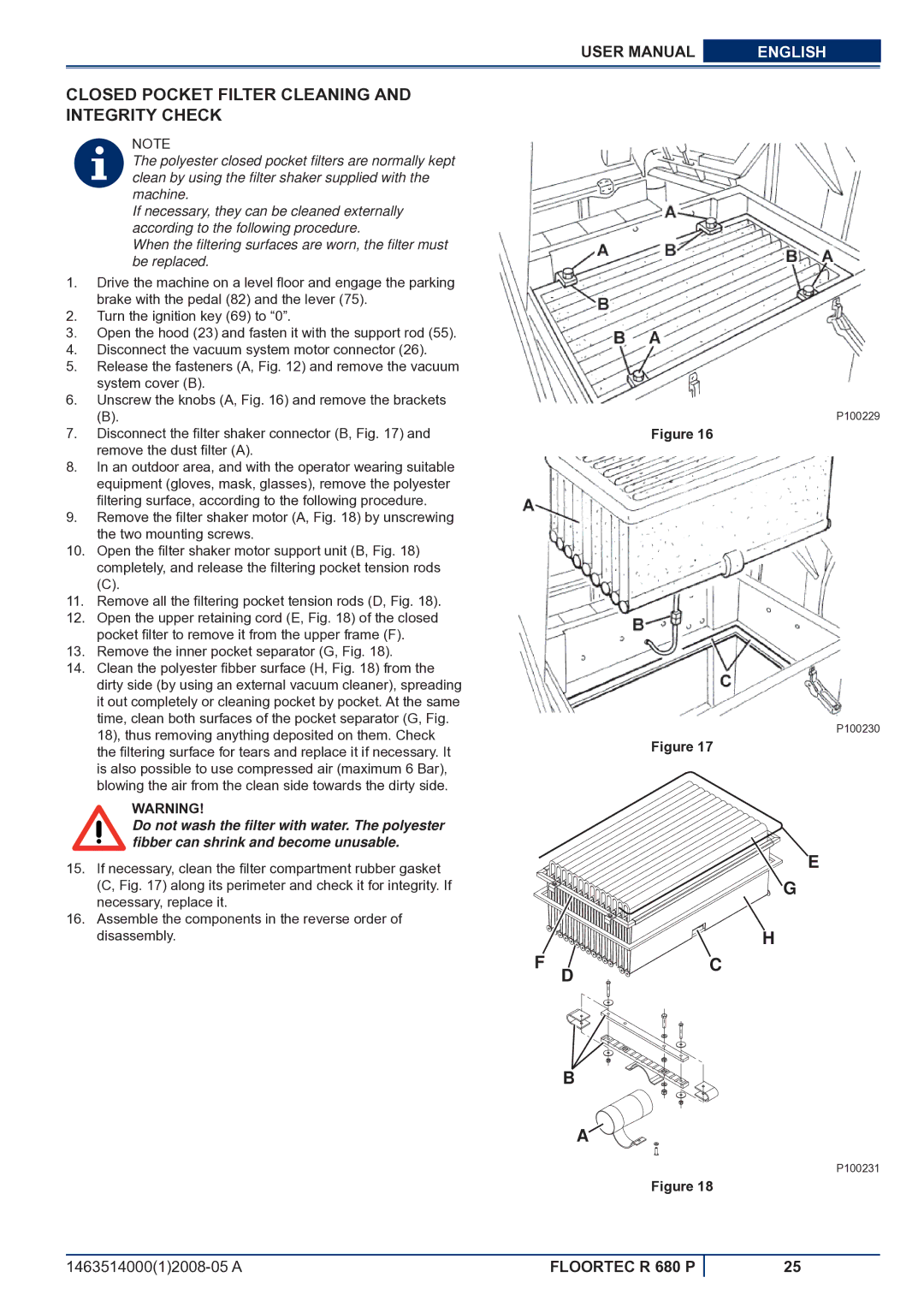 Nilfisk-ALTO R 680 P manuel dutilisation Closed Pocket Filter Cleaning and Integrity Check 