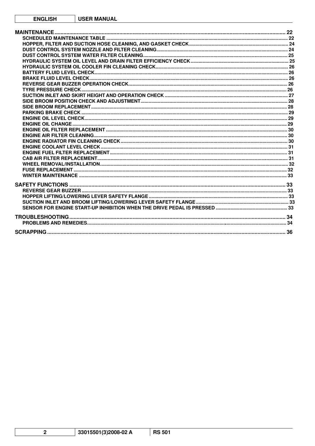 Nilfisk-ALTO RS 501 manuel dutilisation Troubleshooting 