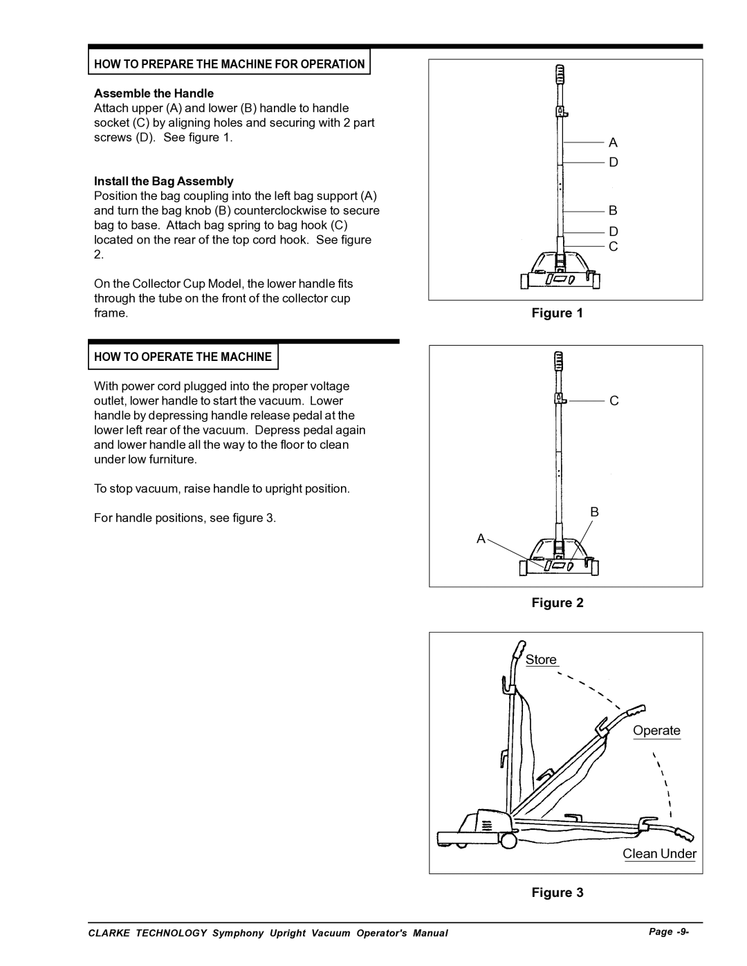 Nilfisk-ALTO S12cc, S16 manual HOW to Prepare the Machine for Operation, Assemble the Handle, Install the Bag Assembly 