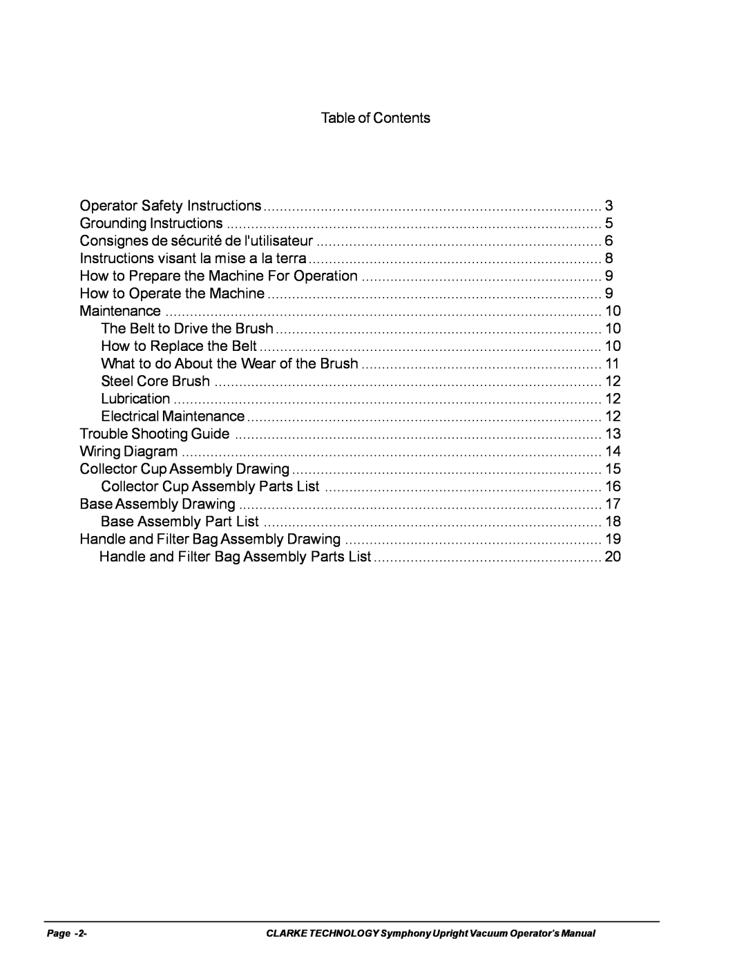 Nilfisk-ALTO S16, S12cc manual Table of Contents 