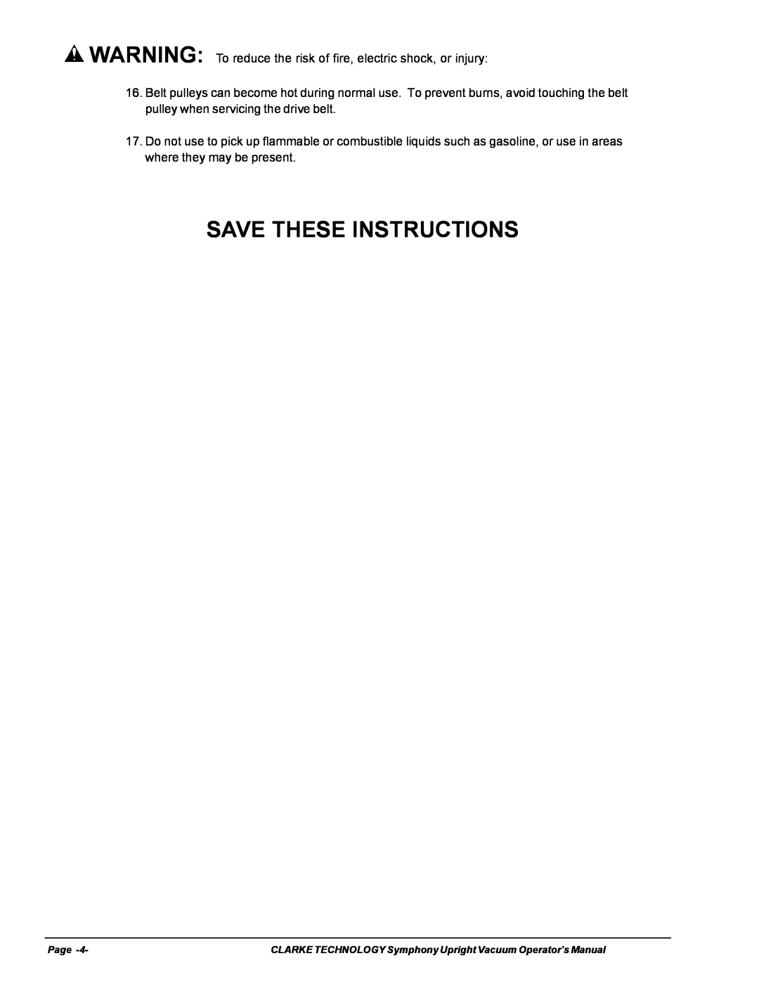 Nilfisk-ALTO S12cc, S16 manual Save These Instructions 