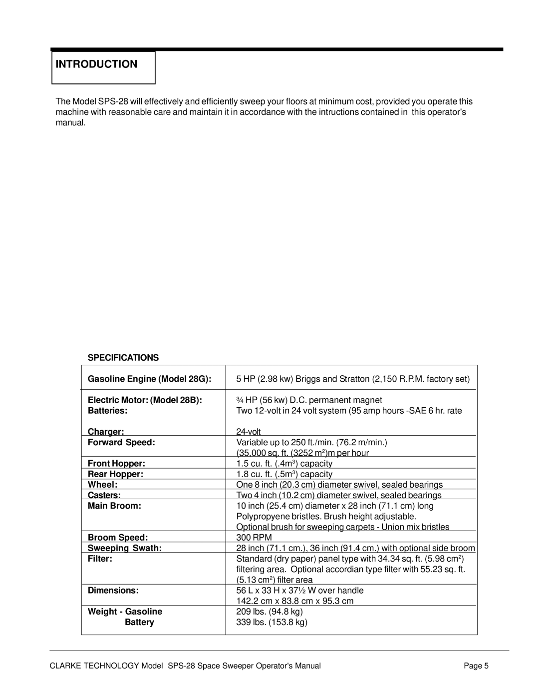 Nilfisk-ALTO SPS-28 E manual Introduction 