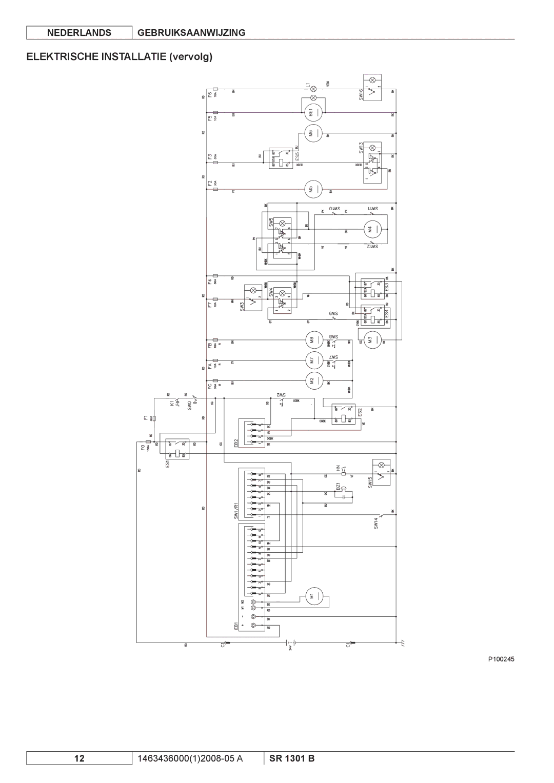 Nilfisk-ALTO SR 1301 B manuel dutilisation Elektrische Installatie vervolg 