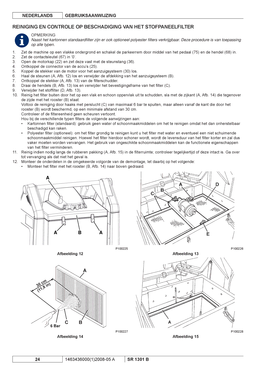 Nilfisk-ALTO SR 1301 B manuel dutilisation P100225 P100226 