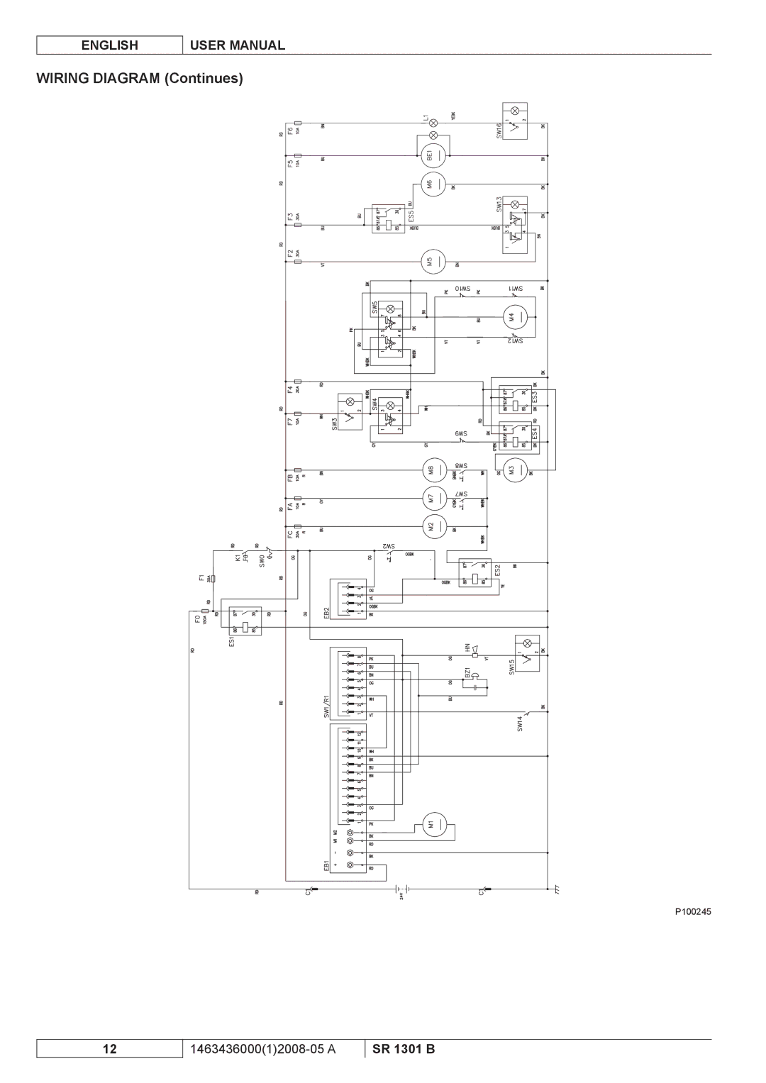 Nilfisk-ALTO SR 1301 B manuel dutilisation Wiring Diagram Continues 