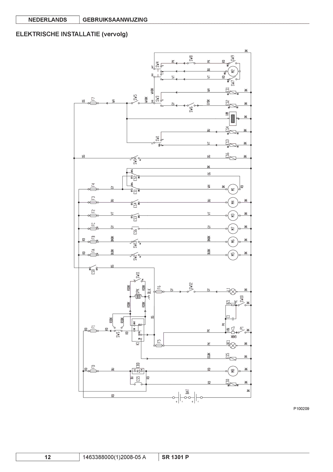 Nilfisk-ALTO SR 1301 P manuel dutilisation Elektrische Installatie vervolg 