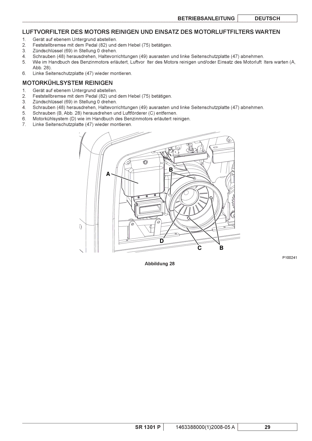 Nilfisk-ALTO SR 1301 P manuel dutilisation Motorkühlsystem Reinigen 