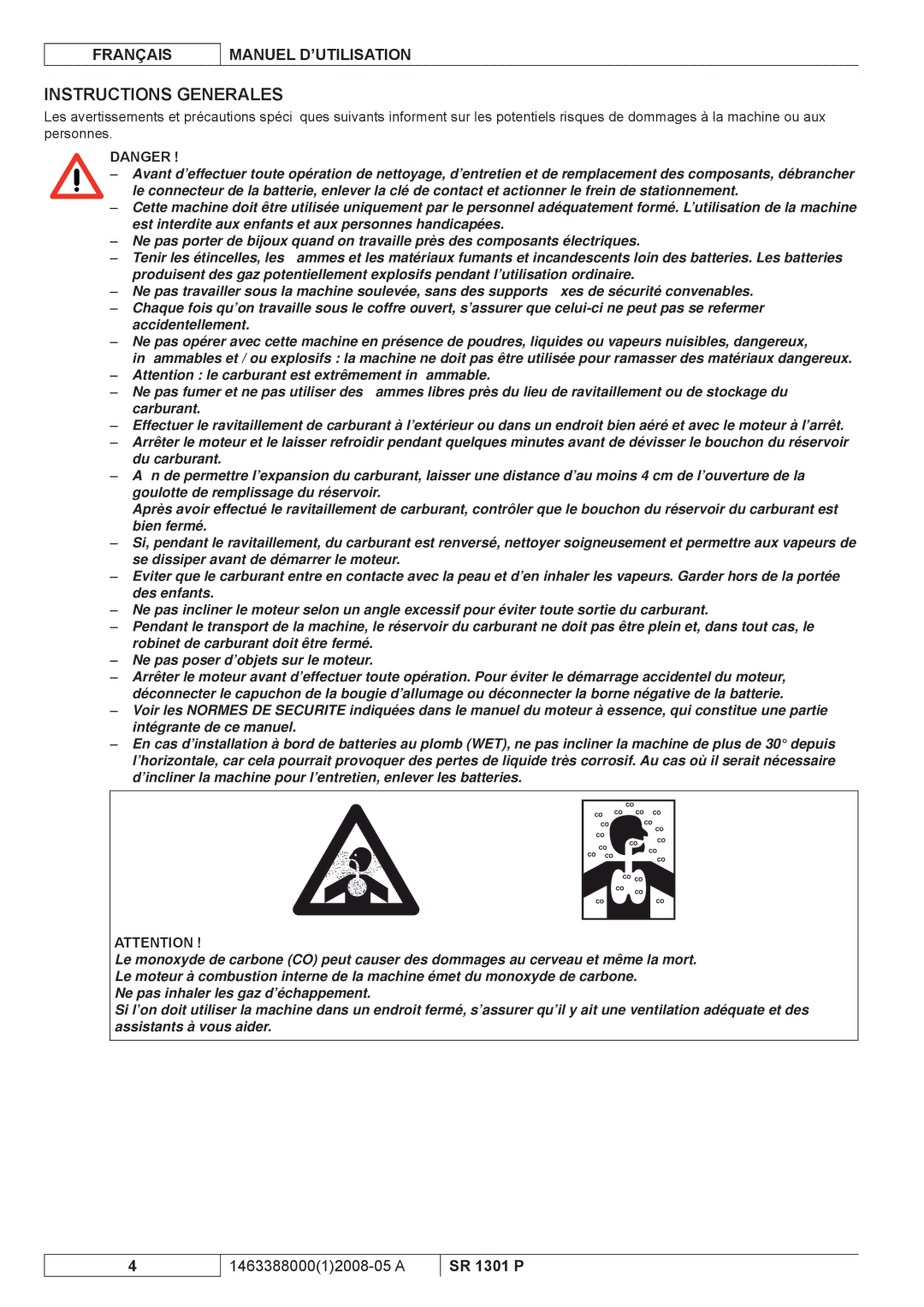 Nilfisk-ALTO SR 1301 P manuel dutilisation Instructions Generales 