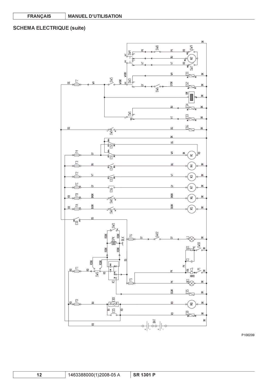 Nilfisk-ALTO SR 1301 P manuel dutilisation Schema Electrique suite 