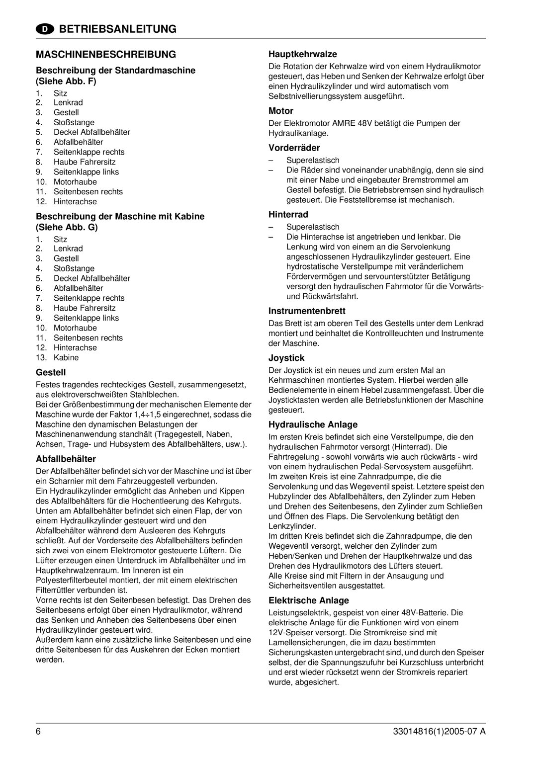 Nilfisk-ALTO SR 1700 2WD B manuel dutilisation Maschinenbeschreibung 