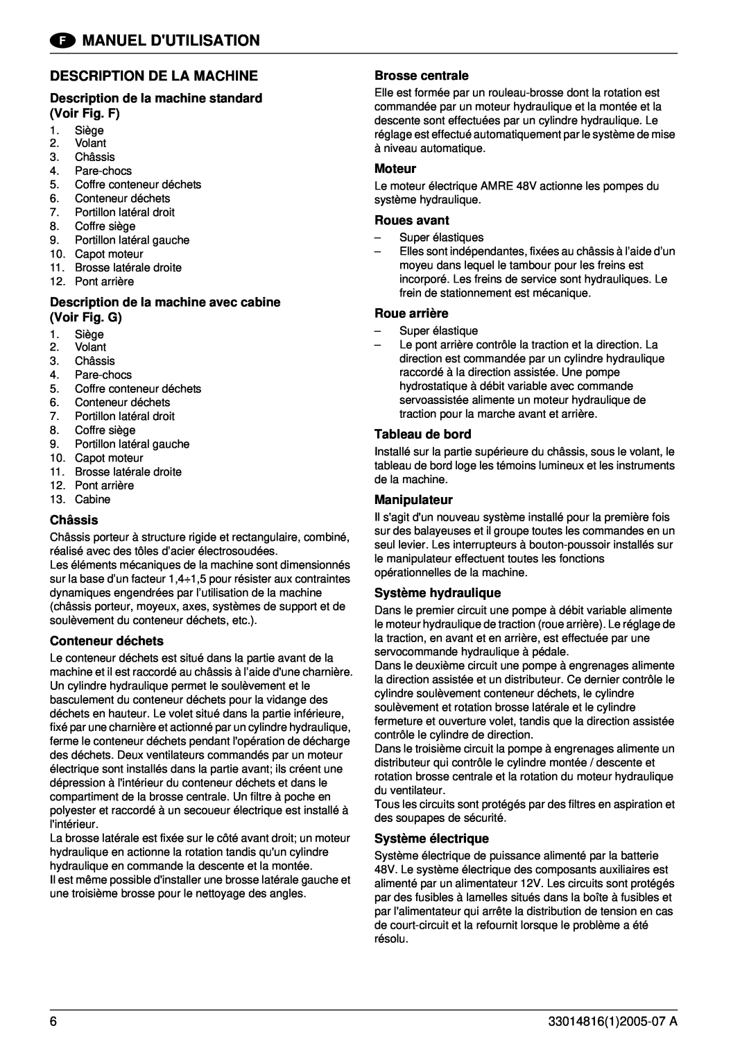 Nilfisk-ALTO SR 1700 2WD B manuel dutilisation Description De La Machine, Manuel Dutilisation 