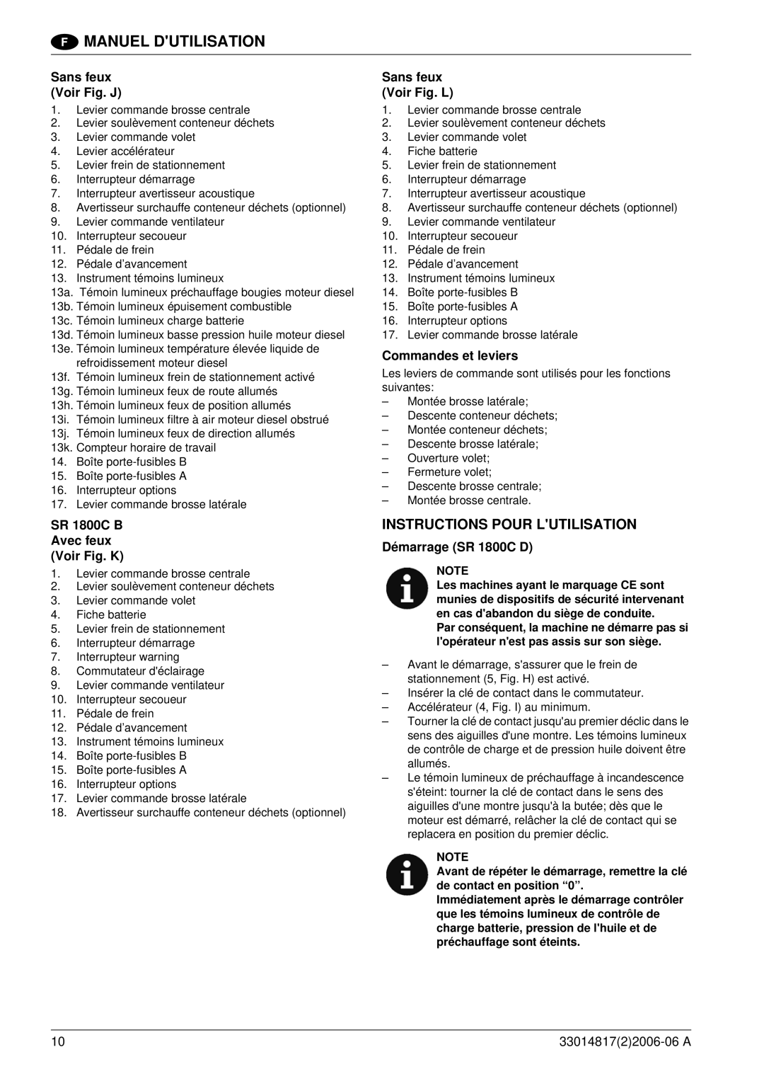 Nilfisk-ALTO SR1800C B-D manuel dutilisation Instructions Pour Lutilisation 