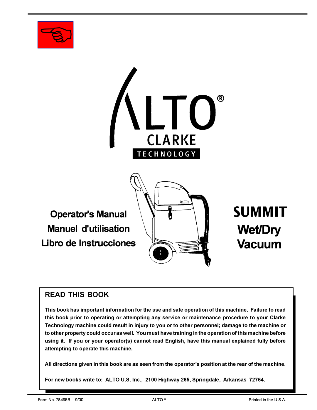 Nilfisk-ALTO Wet/Dry Vacuum manuel dutilisation Summit, Read This Book 
