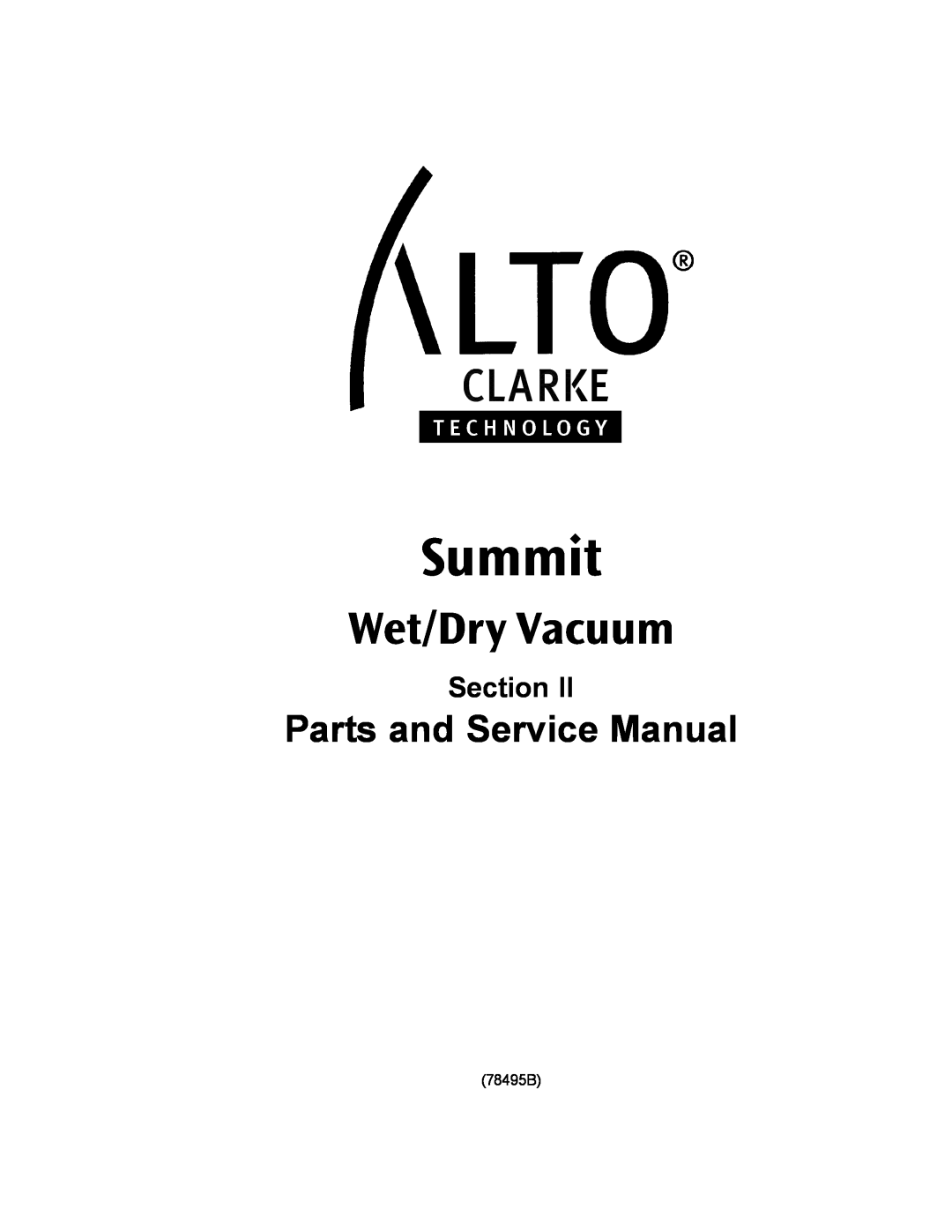 Nilfisk-ALTO Wet/Dry Vacuum manuel dutilisation Section, Summit 