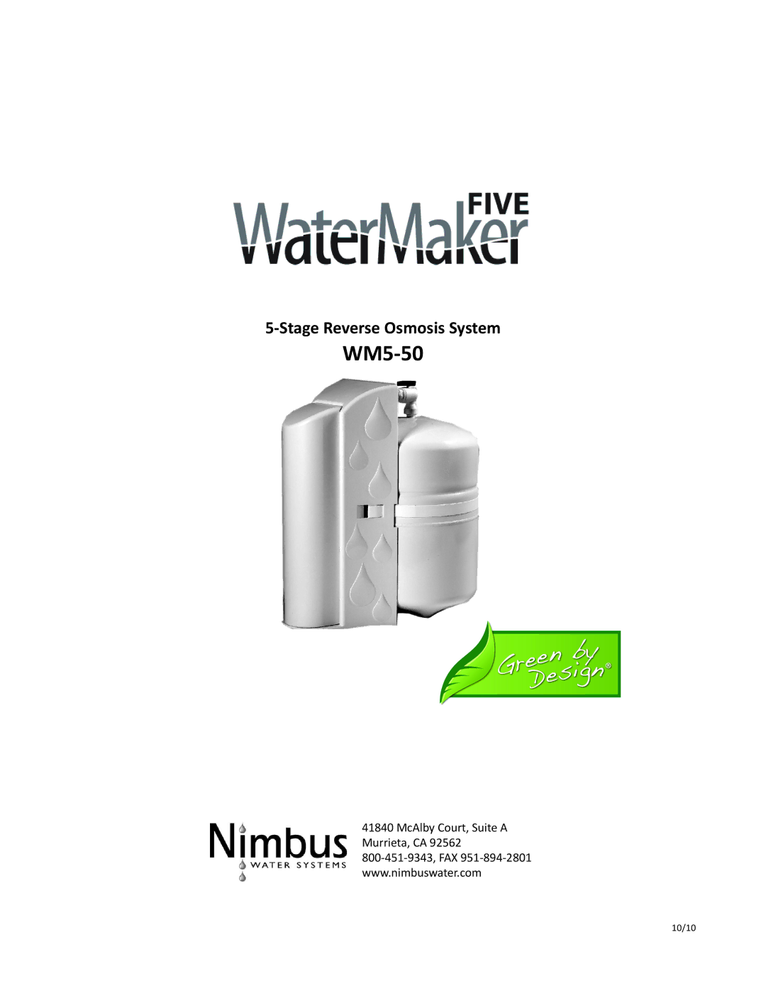 Nimbus Water Systems WM5-50 manual 