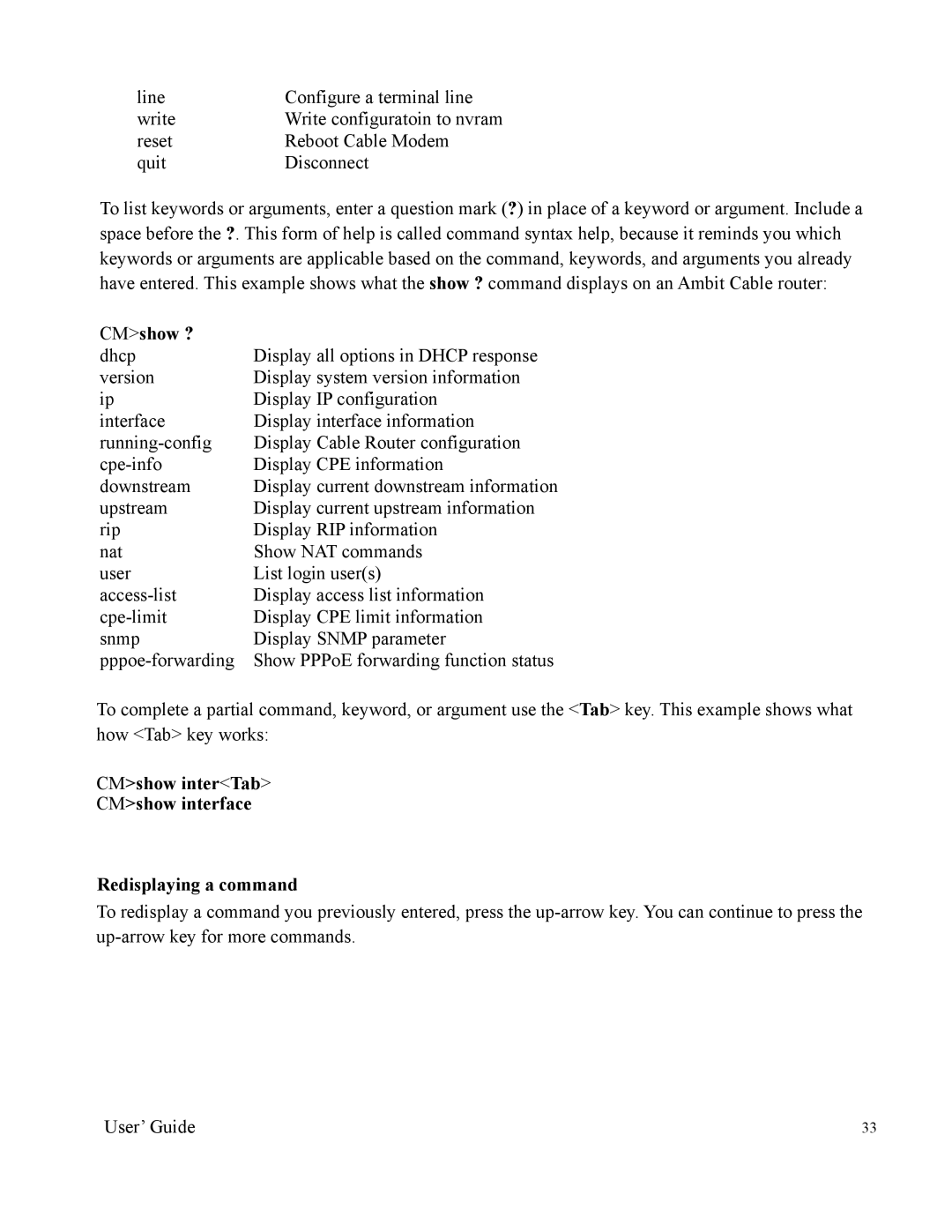 Nintendo 2000 manual CMshow ?, CMshow interTab CMshow interface Redisplaying a command 