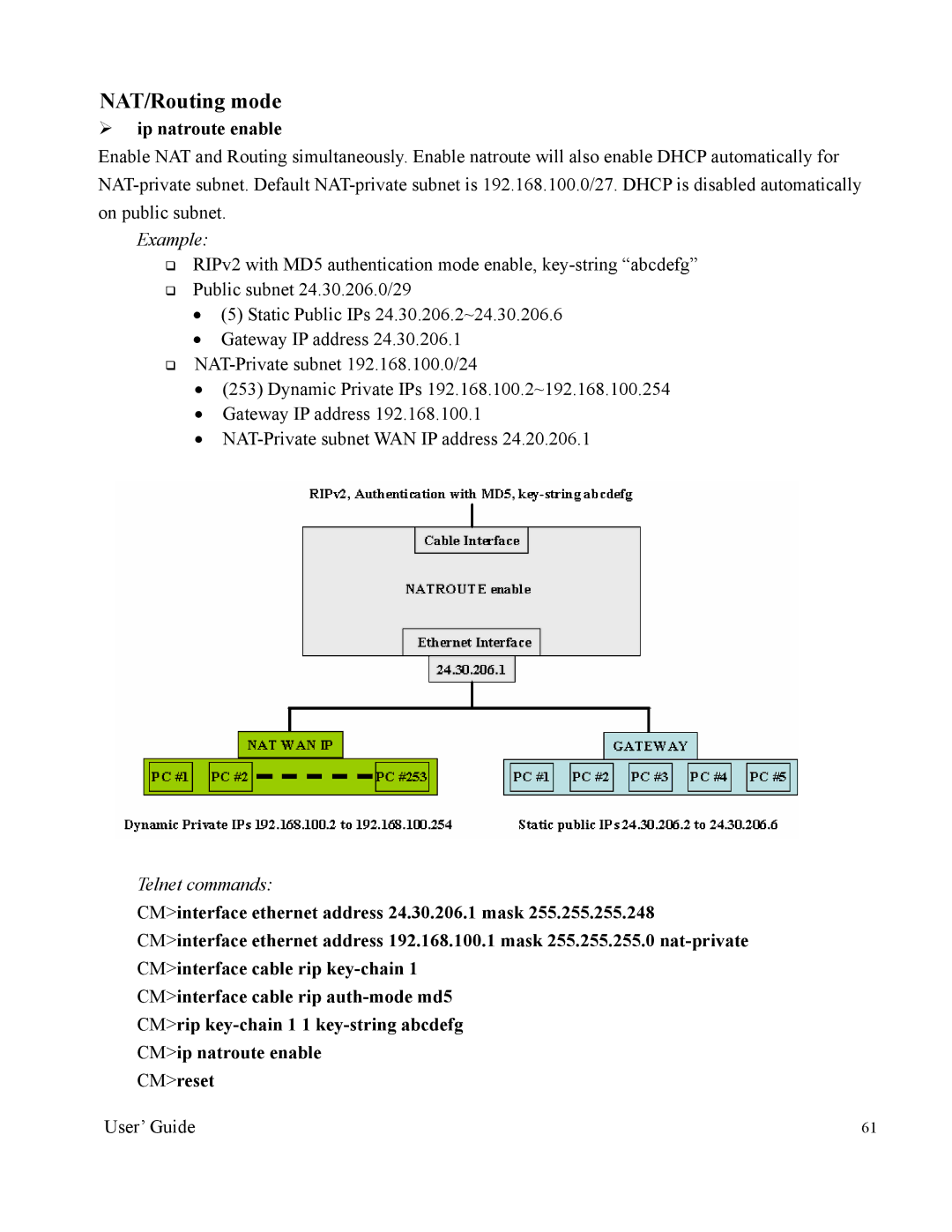 Nintendo 2000 manual NAT/Routing mode, ¾ ip natroute enable 