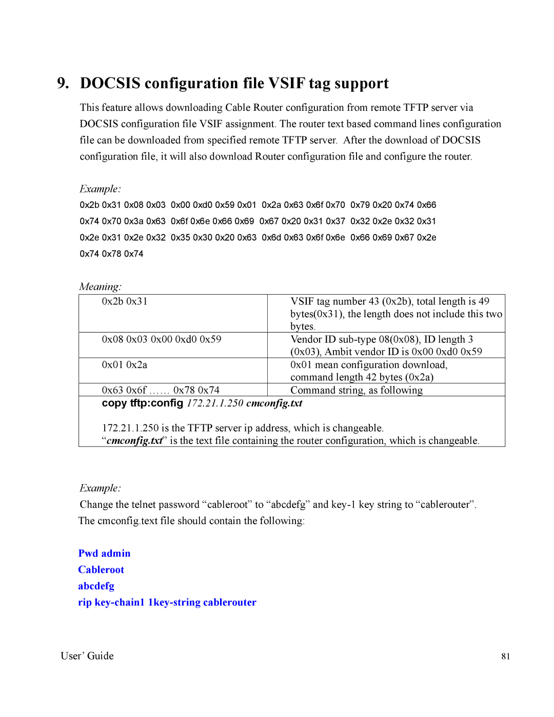 Nintendo 2000 manual Docsis configuration file Vsif tag support 