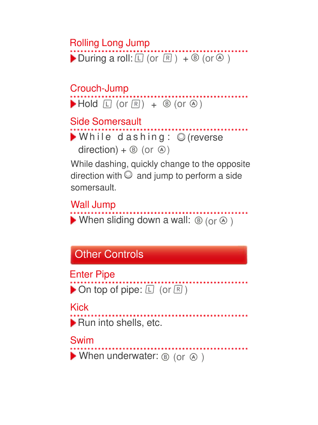 Nintendo 45496741723 manual Other Controls 