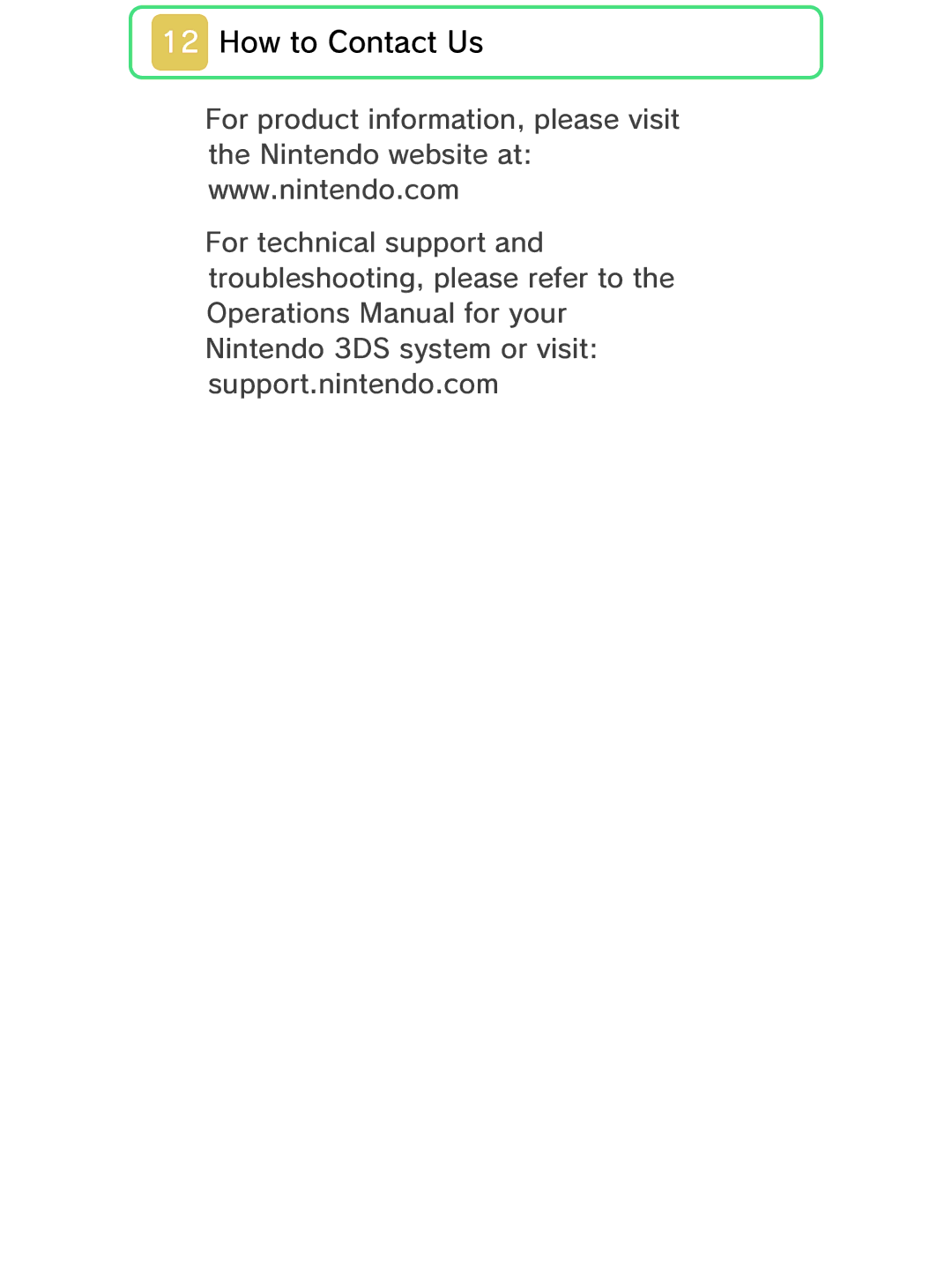 Nintendo 45496742133 manual How to Contact Us 